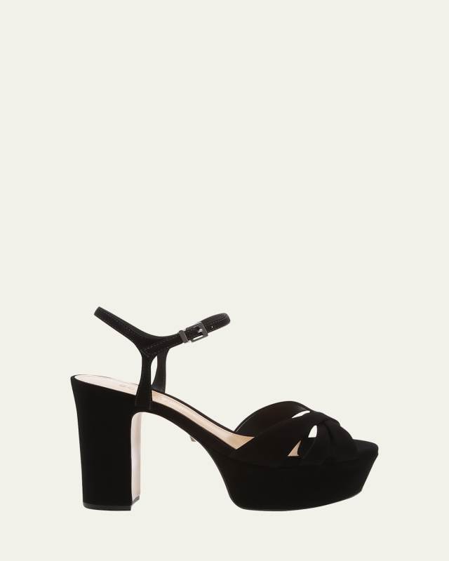 Keefa Nubuck Ankle-Strap Platform Sandals